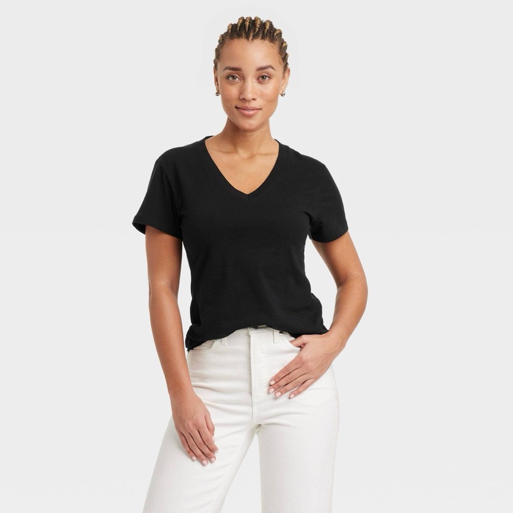 Classic Black V-Neck Women's Top